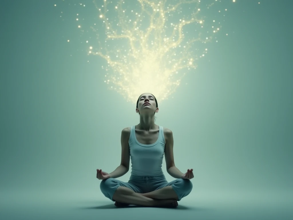 A serene person with glowing light, representing the inner peace and mental clarity gained through mindfulness for overcoming burnout.