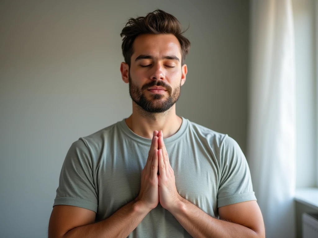 A person practicing mindful breathing, demonstrating actionable steps to use mindfulness for stress reduction and burnout recovery.