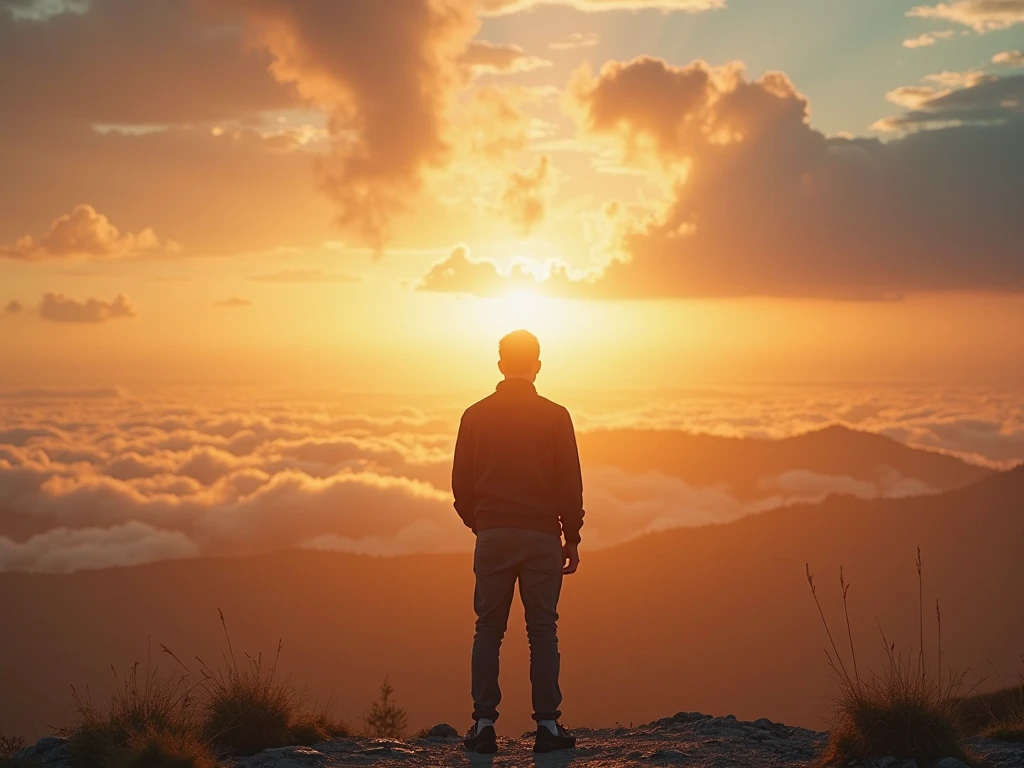 A person walking towards a bright sunrise, symbolizing resilience and an energized future after overcoming burnout through mindfulness and self-care.