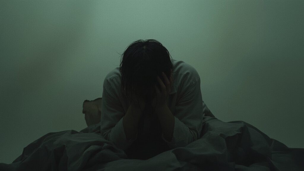 A person with slumped shoulders and a heavy posture, symbolizing the draining feeling of burnout and chronic stress.